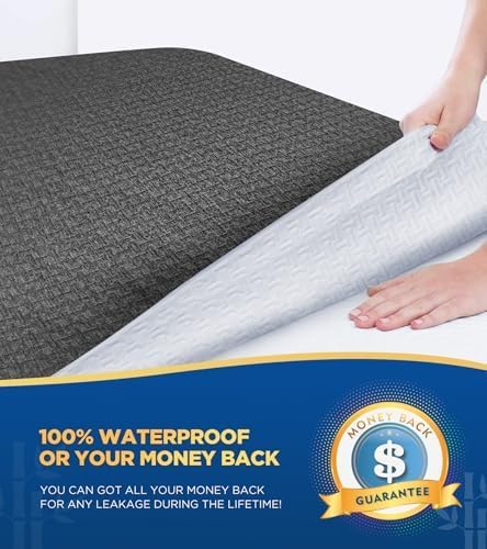 Premium 100% Waterproof Twin Mattress Protector, Breathable Cooling 3D Air Fabric Mattress Cover, Soft Hypoallergenic Noiseless Bed Cover Machine Washable Vinyl Free, 8-21'' Deep Pocket (Black)