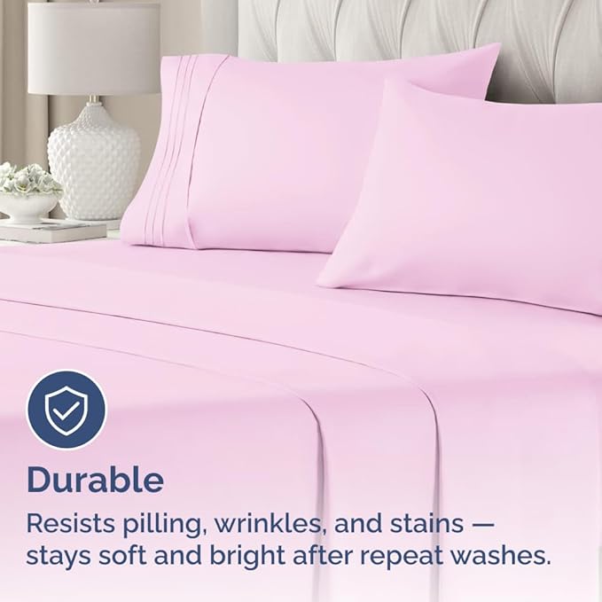 Standard Pillow Cases Set of 2 - Ultra-Soft Hotel Quality Pillowcase Covers - Comfy & Wrinkle Free - Stain and Fade Resistant - Machine Washable Pillow Protectors - 2 Piece Set - Standard Light Pink