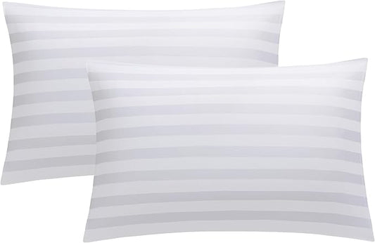 100% Cotton Classic Pillow Protectors with Invisible Zipper, 600 Thread Count Sateen Weave Soft and Breathable Pillow Cases, Protect Pillows from Dirt, Dust and Debris (King, 20"x36", Set of 2)