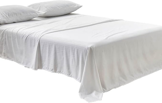 Kingnex Queen Sheet Set Striped Pattern Soft Brushed Microfiber 1 Fitted Sheet 1 Flat Sheet 2 Pillowcases Bedding Sheets Set White