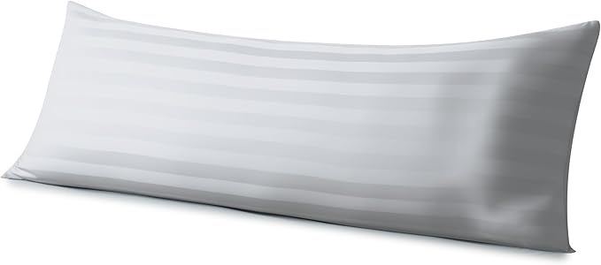 Body Pillow Cover Long Pillow Case,100% Egyptian Cotton Bed Pillow Protector with Zipper,400 Thread Count Cooling Full Body Pillowcase for Adults 20x54 Inches (1 Pack,Stripe Gray)