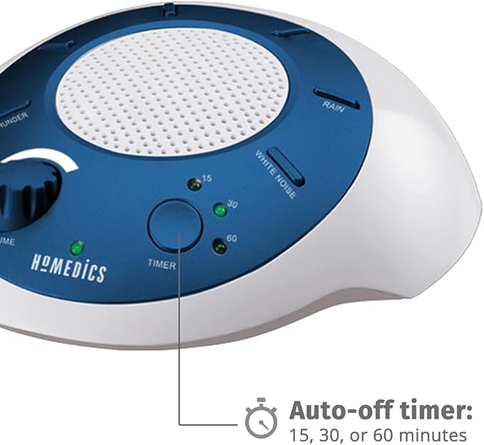 Homedics SoundSleep White Noise Sound Machine,Blue,Small Travel Sound Machine with 6 Relaxing Nature Sounds,Portable-Sound Therapy for Home,Office,Nursery,Auto-Off Timer,by Homedics,(Pack of 3)