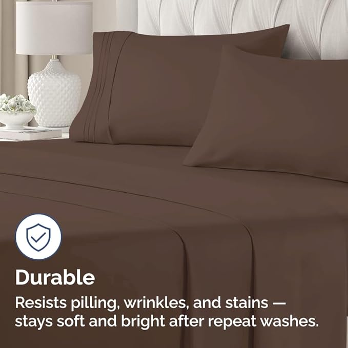King Pillow Cases Set of 4 - Ultra Soft Hotel Quality Pillowcase Covers - Comfy, Cozy & Wrinkle Free - Shrinkage, Stain and Fade Resistant - Machine Washable Pillow Protectors - 4 Piece Set - Brown