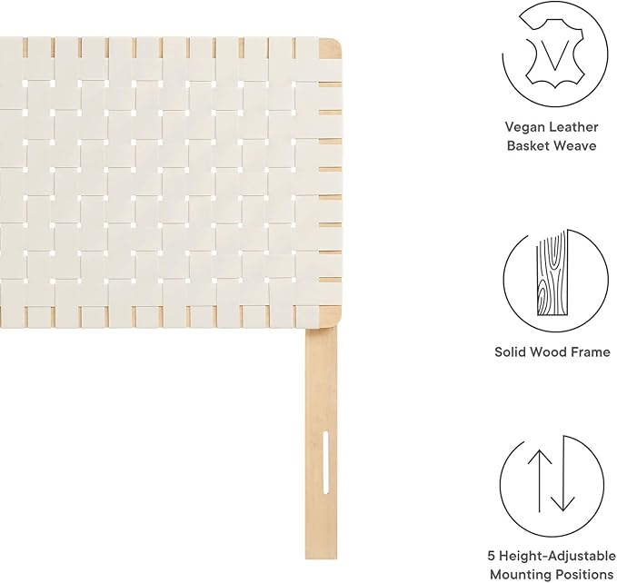 Modway Sparta Weave Twin Vegan Leather Headboard in Natural Beige