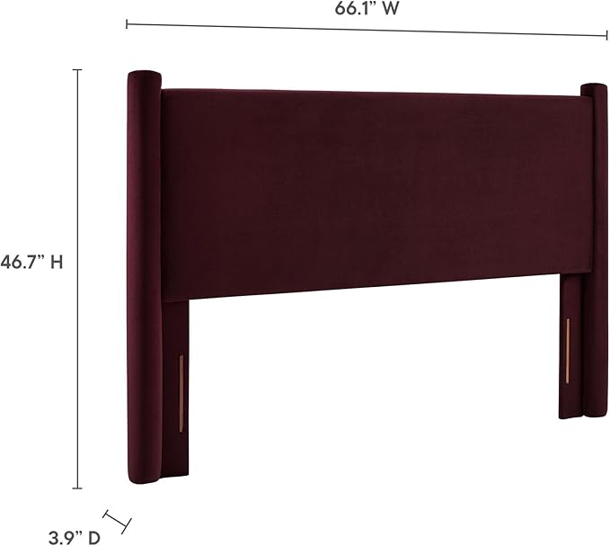 Modway Rael Full Upholstered Headboard with Pillars in Mulberry – Velvet Headboard – Stain-Resistant Performance Velvet Headboard for Full Size Beds