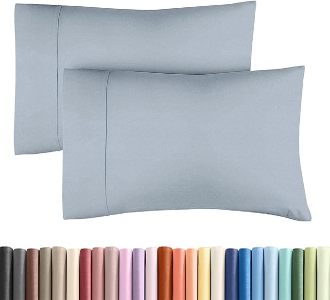 Standard Pillow Cases Set of 2 - Ultra-Soft Hotel Quality Pillowcase Covers - Comfy & Wrinkle Free - Stain and Fade Resistant - Machine Washable Pillow Protectors - 2 Piece Set - Heathered Blue