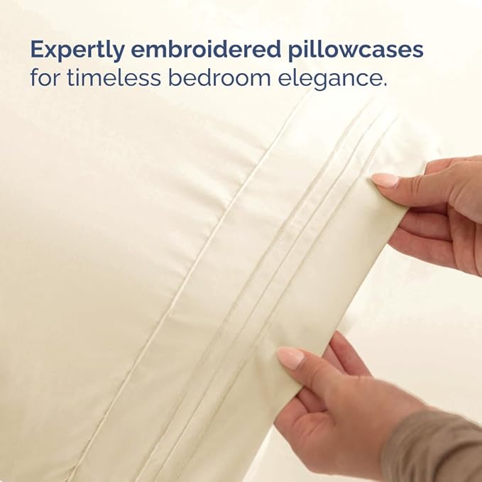 Flex Top Split Head King 4 Piece Sheet Set - Soft, Breathable & Cooling Bed Sheets Set - Hotel Luxury Bedding for Women & Men with Deep Pockets - Wrinkle Free & Fade Resistant - Oeko-Tex - Off White
