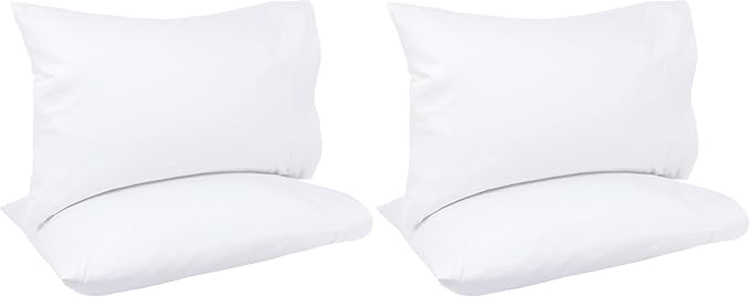 Amazon Basics 400 Thread Count Cotton Pillowcases, Standard, 30" L x 20" W, White - Set of 2, Pillows Not Included (Pack of 2)