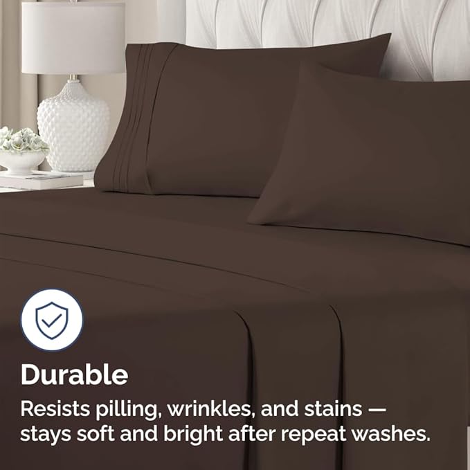 Standard Pillow Cases Set of 4 - Ultra Soft Hotel Quality Pillowcase Covers - Comfy Cozy Bedding for Women, Men, Kids & Teens - Machine Washable Pillow Protectors - 4 Piece Set - Standard Size Brown