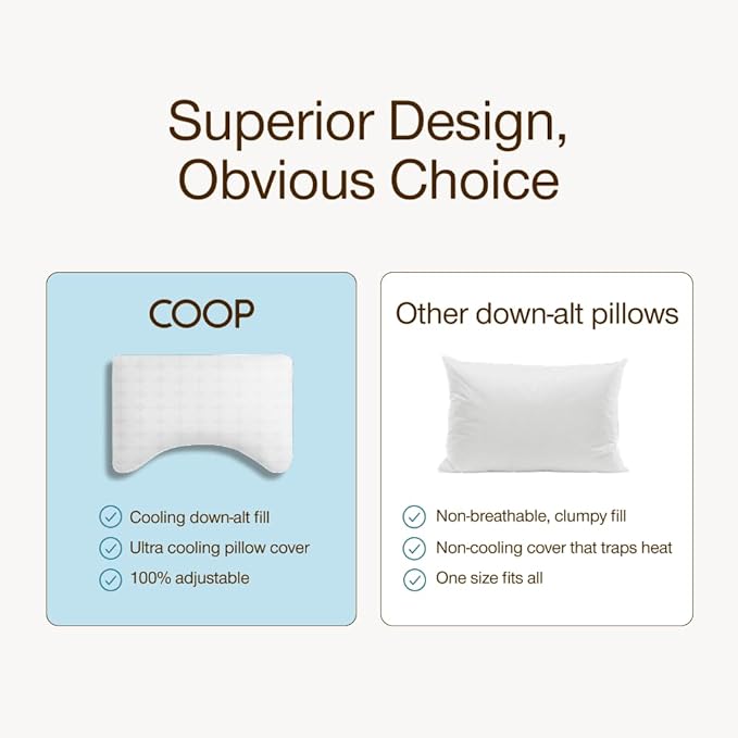 Coop Home Goods Essence Cooling Crescent Down Alternative Pillow Set of 2, King Size Adjustable Cooling Pillow for Back & Side Sleepers, Cool-Touch Luxury Hotel Pillow, Oeko-TEX Certified