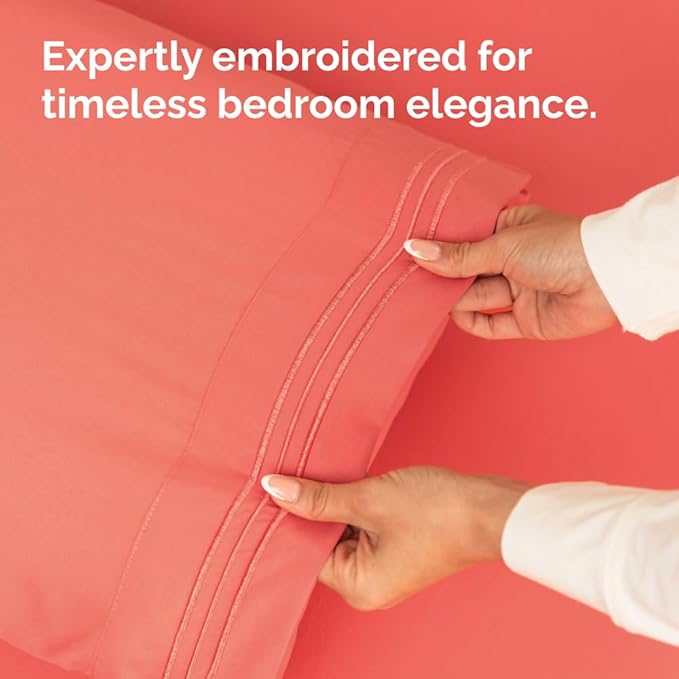 Body Pillowcases Set of 4-20x54 Long Body Pillow Case - Soft Body Pillow Cover for Sleeping & Side Sleepers - Comfy, Cozy Breathable & Fade Free - Machine Washable w/Envelope Enclosure - (Coral)