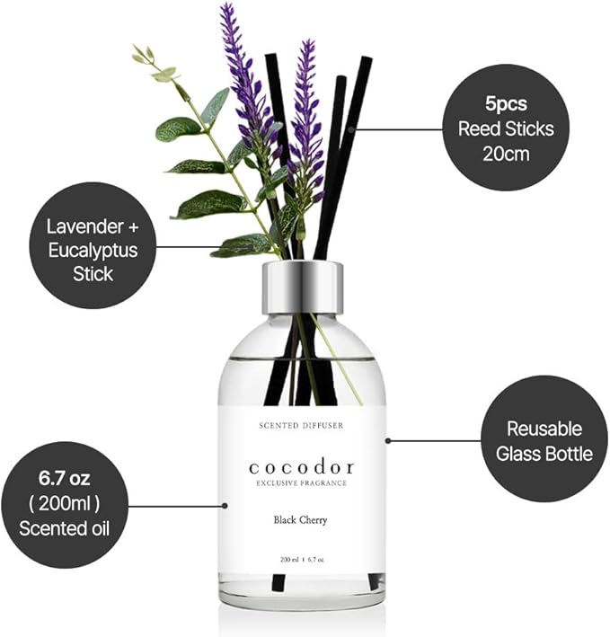 COCODOR White Label Lavender Diffuser/Balsam & Cedar/6.7oz(200ml)/Home Decor & Office Decor, Fragrance and Gifts, Aromatherapy