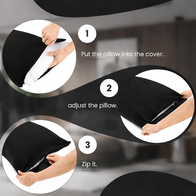 EVOLIVE Ultra Soft Body Pillow Cover 21"x54", Cozy Microfiber Pillowcase with Hidden Zipper, Breathable, Perfect for Pregnancy & Side Sleepers, Cover Only (21"x54" Body Pillow Cover, Black)