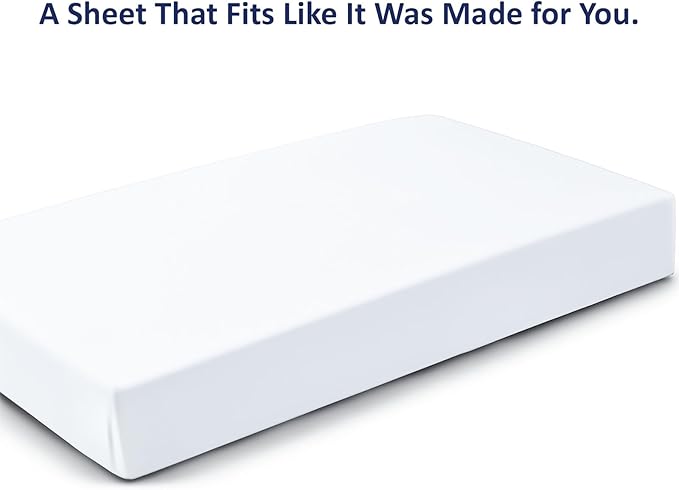 Cot Size 33" x 75" Fitted Sheet, 100% Egyptian Cotton, Perfect for Camp Bunk Beds/RVs/Guest Beds/Army Cots/Replacement Mattress (White)