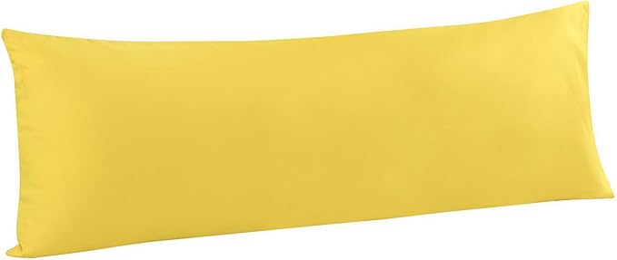 FLXXIE Body Pillow Cover - Super Soft Microfiber 20x54 Body Pillow Case - Envelope Closure, Wrinkle, Stain Resistant 20x54 Long Pillowcase, Yellow