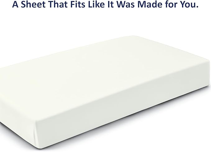 Cot Size 25" x 75" Fitted Sheet, 100% Egyptian Cotton, Perfect for Camp Bunk Beds/RVs/Guest Beds/Army Cots/Replacement Mattress - Ivory