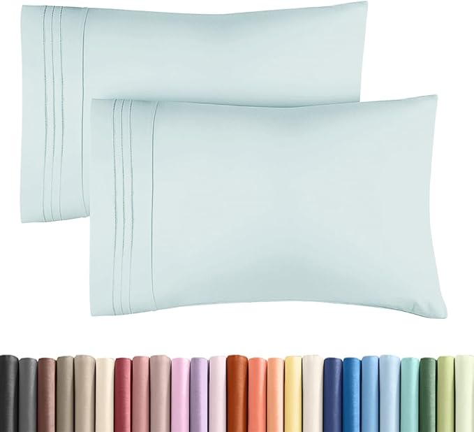 Standard Pillow Cases Set of 2 - Ultra-Soft Hotel Quality Pillowcase Covers - Comfy & Wrinkle Free - Stain and Fade Resistant - Machine Washable Pillow Protectors - 2 Piece Set - Standard Sky Blue