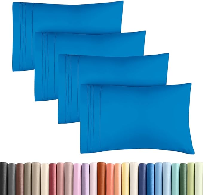 Standard Pillow Cases Set of 4 - Ultra Soft Hotel Quality Pillowcase Covers - Comfy Bedding for Women, Men, Kids & Teens - Machine Washable Pillow Protectors - 4 Piece Set - Standard Size Royal Blue