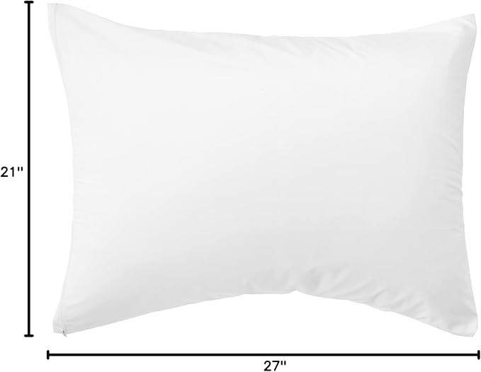 National Allergy Premium 100% Cotton Zippered Pillow Protector - Standard Size - White - 4 Pack - 300 Thread Count - Hypoallergenic Bed Pillowcase with Zipper - Breathable Encasement Cover
