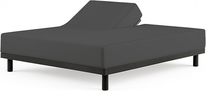 Cottingon 1 Piece Top Split King Fitted Sheet Only for Adjustable beds, Premium 100% Egyptian Cotton, 34 Inches Half Split Flex Head Bottom Sheet for Sleep Number Beds 16" Deep Mattress, Dark Grey
