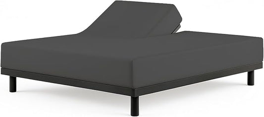 Cottingon 1 Piece Top Split King Fitted Sheet Only for Adjustable beds, Premium 100% Egyptian Cotton, 34 Inches Half Split Flex Head Bottom Sheet for Sleep Number Beds 16" Deep Mattress, Dark Grey