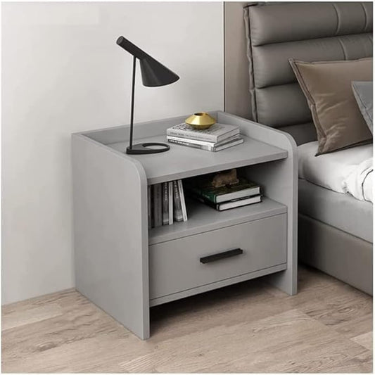 Coffee Table Simple Bedside Table Living Room White Storage Cabinet Bedroom Gray Nightstand Assembly Dressers Side with Drawer End Tables Living Room(C-Light Grey,Single Draw)
