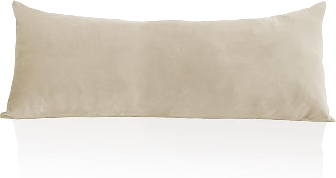StangH Beige Velvet Body Pillow Cover Super Soft Large Pillowcase for Pregancy/Baby, Home Decoration for All Seasons Sofa Bedroom Theater, 20 x 54-inch, 1 Piece