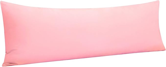 NTBAY Body Pillowcase - Brushed Microfiber 20x54 Pillowcase - Soft, Wrinkle-Free, Fade-Resistant, Stain-Resistant, Pink Body Pillow Cover with Envelope Closure - 20x54 Inches, Pink