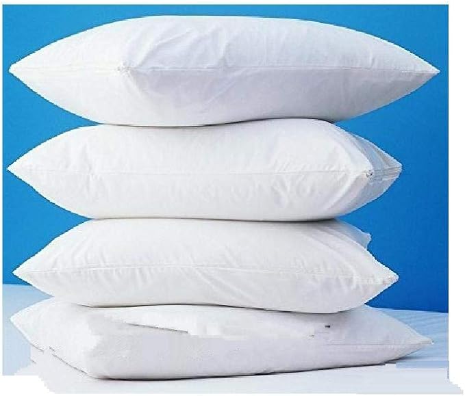 4 Pack Deluxe Zippered Vinyl Pillow Covers - Waterproof Protectors for Longer Lasting Pillows. Standard Size 20"x29". Ideal for Home, Hotel and Hospital use.