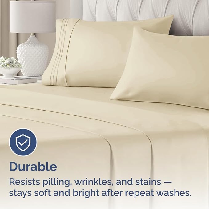 King Standard Pillow Cases Set of 2 - Ultra-Soft Hotel Quality Pillowcase Covers - Comfy, Cozy & Fade Free - Wrinkle Resistant - Machine Washable Pillow Protectors - 2 Piece Set - King Standard Cream