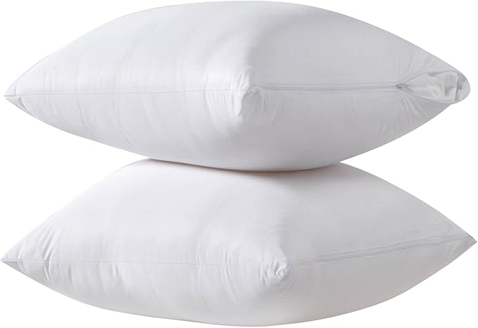 Cooling Bamboo Viscose Feather Proof Pillow Protectors with Zipper Queen Size Waterproof Down Proof Covers for Bed Pillows 2 Pack