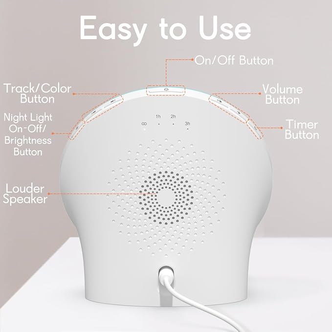 BrownNoise White Noise Machine with 30 Soothing Sounds 12 Colors Night Light and Sound Machine 36 Volume Levels and Memory Function 4 Timers 10 Adjustable Brightness Sleep Machine for Baby Adults Kids