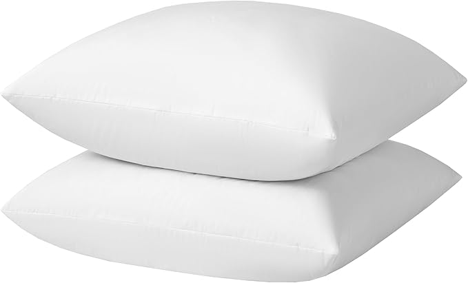 basic home Hotel-Style Goose Feather Down Euro Pillow Insert for Sofa & Bed - 100% Odorless & Plump Cushion Filler - 233TC Cotton with Inner Liner to Prevent Poking (28x28 Inch)