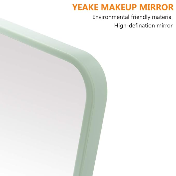 YEAKE Table Desk Vanity Makeup Mirror,8-Inch Portable Folding Mirror with Metal Stand 90°Adjustable Rotation Tavel Make Up Mirror Hanging Bathroom for Shower Shaving(White)