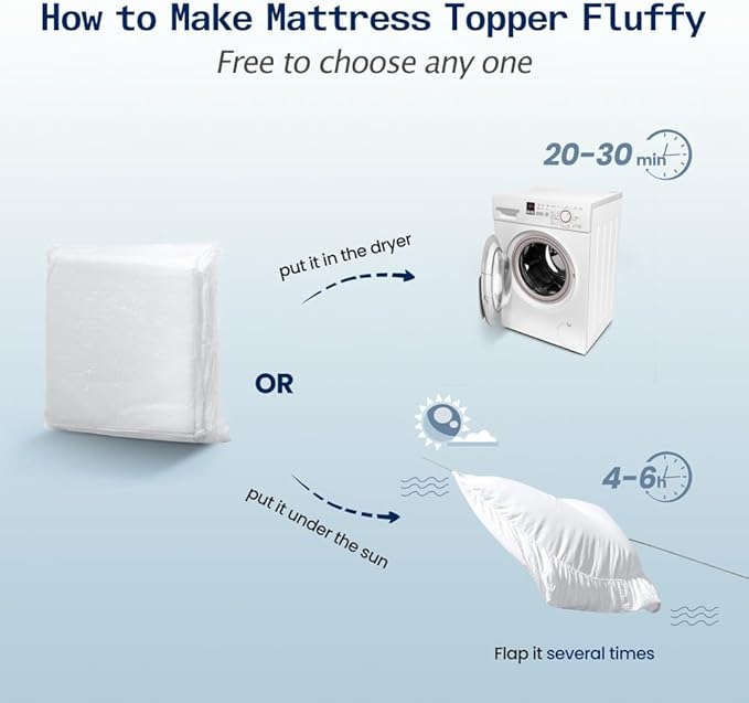 SOPAT Mattress Topper Full Size Extra Thick Mattress Pad 8-21" Deep Pocket Soft Down Alternative Fill Mattress Protector Pillow Top Mattress Cover (54x75 Inches, White)