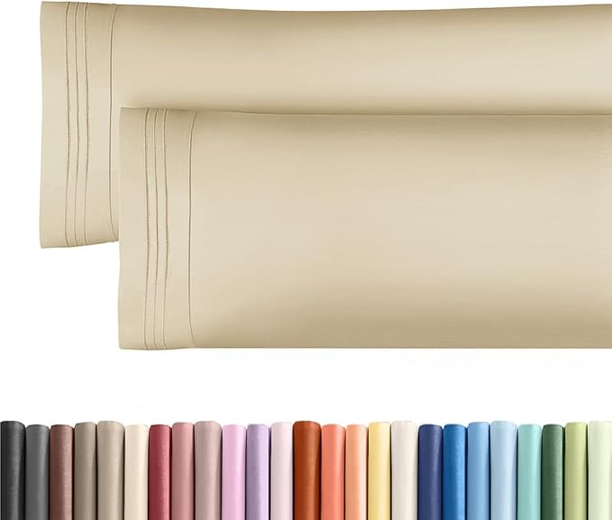 Body Pillowcases Set of 2-20x54 Long Body Pillow Case - Soft Body Pillow Cover for Sleeping & Side Sleepers - Comfy, Breathable, Wrinkle & Fade Free - Machine Washable w/Envelope Enclosure (Cream)