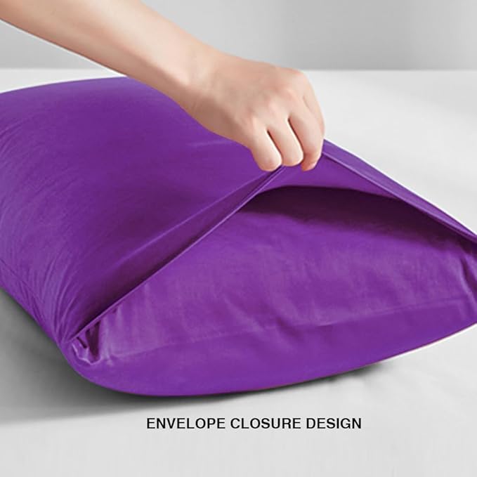 FLXXIE Body Pillow Cover - Super Soft Microfiber 20x54 Body Pillow Case - Envelope Closure, Wrinkle, Stain Resistant 20x54 Long Pillowcase, Purple
