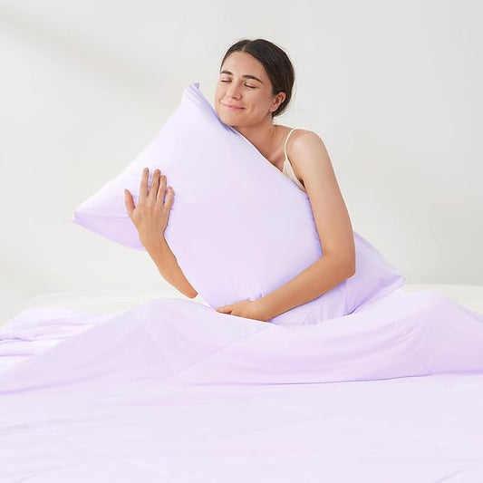 Cozy Bliss Cooling Pillow Cases for Hot Sleepers, Q-Max>0.45, King Size Set of 2, Soft & Silky Pillow Covers with Envelope Closure,Gift, Purple, 20x36 Inches