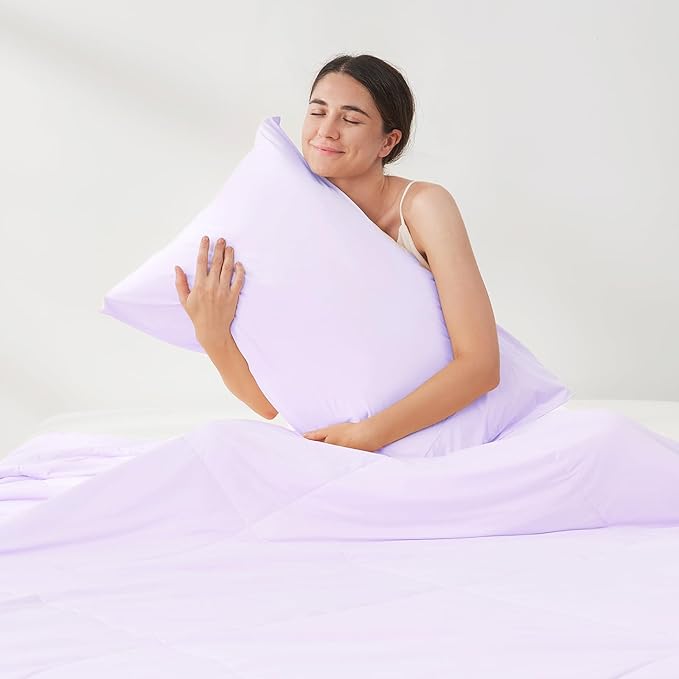 Cozy Bliss Cooling Pillow Cases for Hot Sleepers, Q-Max>0.45, Queen Size Set of 2, Soft & Silky Pillow Covers with Envelope Closure,Gift, Purple, 20x30 Inches