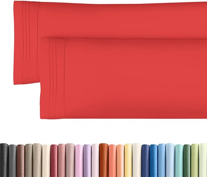 Body Pillowcases Set of 2-20x54 Long Body Pillow Case - Soft Body Pillow Cover for Sleeping & Side Sleepers - Comfy, Wrinkle & Fade Free - Machine Washable w/Envelope Enclosure Red