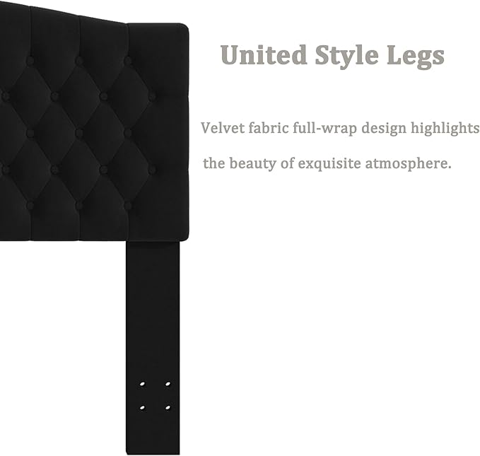 Befurtori Queen Headboard Only, Upholstered Headboard for Adjustable Bed Linen Tufted Queen/Full Size Wall Mounted Head Board with Solid Wood Legs Head Board, Black