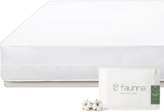 FAUNNA 100% Cotton Mattress Protectors, Bed Bug and Dust Mite Proof Mattress Cover, Hypoallergenic Antibacterial Protection, Noiseless Zipper Six-Sided Mattress Encasement (Twin 8" Deep)