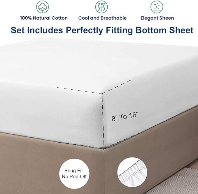 RV Camper King Sheet Set (72x80) - 100% Egyptian Cotton, Soft & Cooling, 16" Deep Pocket Fitted Sheet, Luxury Hotel Quality Bedding for RVs & Motorhomes (White Solid)