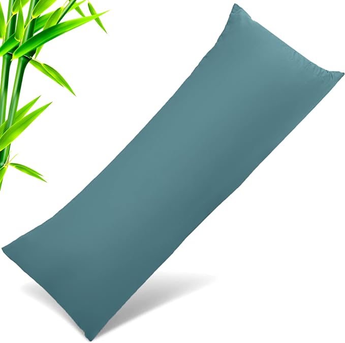 Body Cooling Pillow Cases Cover, Bamboo Rayon Pillowcases with Zipper Closure, Cool and Breathable Pillow Case for Hot Sleepers and Night Sweats, 20x54 inches, Teal