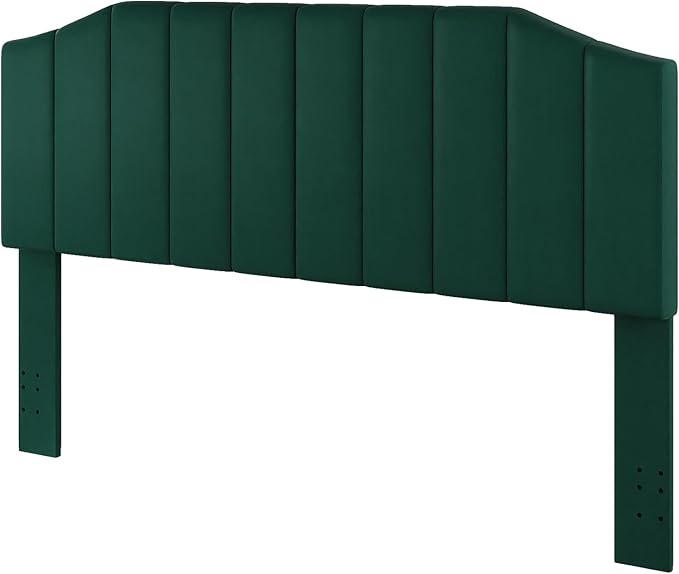Furpopup King Size Headboard Only, Velvet Upholstered Headboard King/California King Size Wall Mount and Bed Frame Mount, Featuring High-Density Sponge Padding Easy Assembly Comfort Style-Jade Green