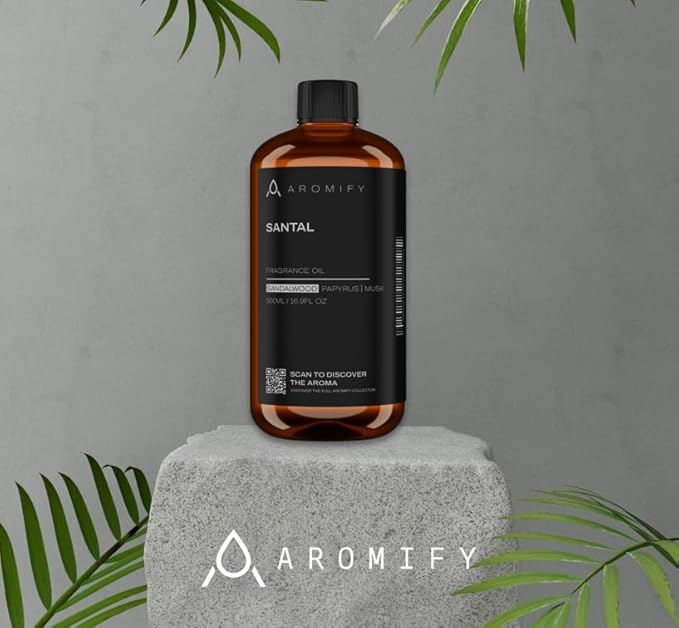 Santal Diffuser Oil, 16.9 FL Oz, 500 mL, Diffuser Fragrance Oil for Home, Bathroom & Office, Aromatherapy Blend of Natural Essential Oil, Sandalwood & Musk Scent.