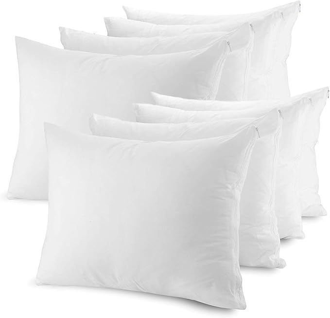 The Grand Pillow Covers Queen Size - Poly-Cotton Pillow Protector with Zipper - Moisture Wicking, Advanced Allergy Protection Pillow Protector - Protects Pillow from Dust, Dirt, and Debris (2 Pack)
