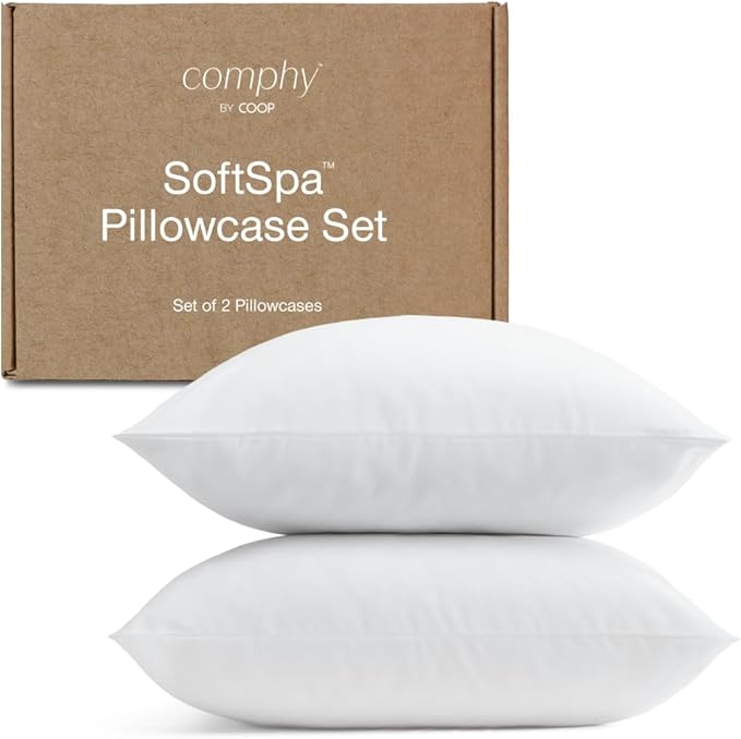 Coop Home Goods Comphy SoftSpa Pillowcase Set of 2, White Super Soft Pillow Cases Standard Size, Luxury Spa Quality Hotel Pillow Cases, Breathable