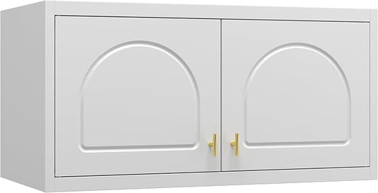 32" Metal Wall Cabinet 2 Doors,Black Hanging Cabinets with Handle,Metal Wardrobe Cabinets,Armoire Wardrobe Closet,Clothes Storage Cabinet for Bedroom, Office, Laundry Room