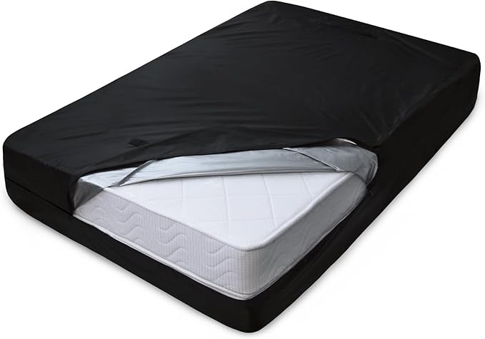 Mattress Bags for Moving and Storage, Heavy Duty Full Mattress Bag with 4 Strong Handles, Waterproof Mattress Cover/Protector for Moving Full Size, Reusable Thick Tarp, Black